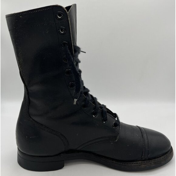 Vtg BFG BF Goodrich Military Combat Capped Toe Black Leather Jump Boot Size 10 main image 10